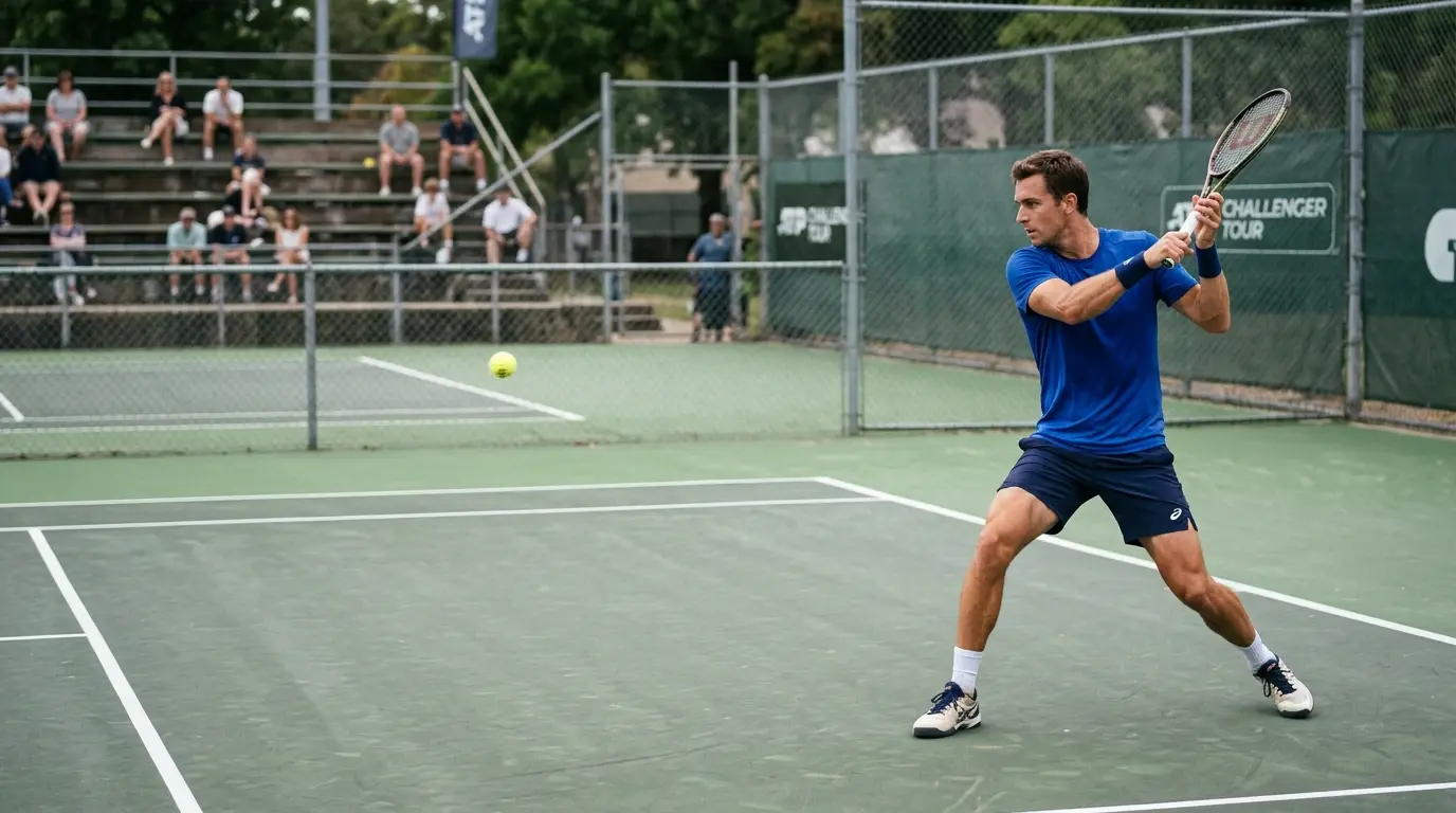 Pista de un torneo ATP Challenger durante un partido del cuadro principal