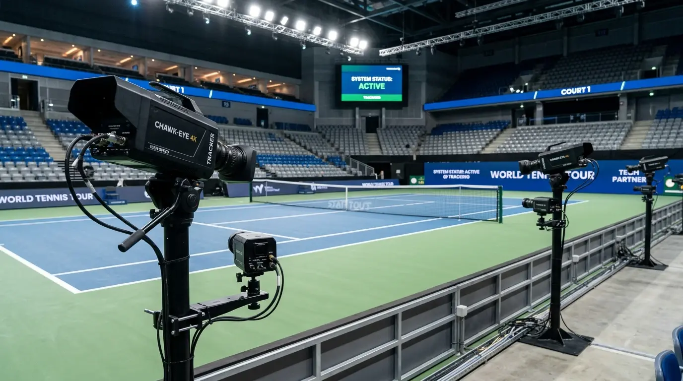 Sistema de cámaras Hawk-Eye Live instalado en una pista de tenis ATP