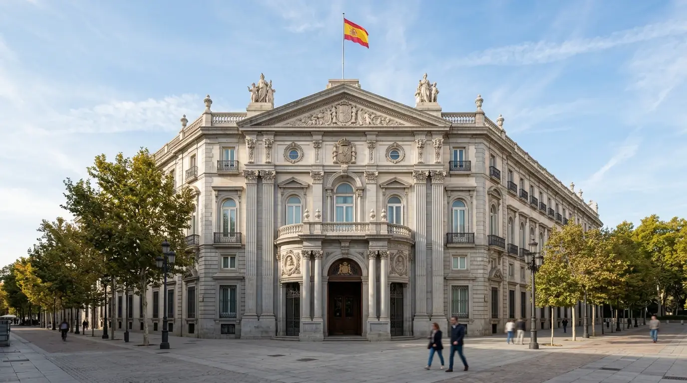 Fachada del edificio del Tribunal Supremo de España en Madrid vista desde la plaza de la Villa de París